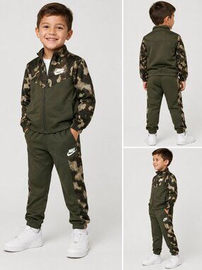 Nike Boys Camo Jacket & Jogger Pants Track Suit Set - Size 7